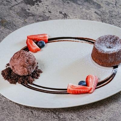 Lava cake with ice cream